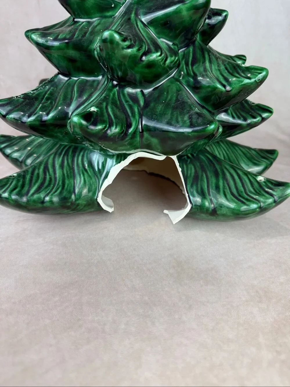 Vintage Atlantic Mold Ceramic Christmas Tree 18” 1979 Music Box Base Works READ